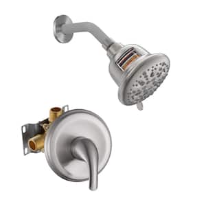 Simple Single-Handle 7-Spray Shower Faucet 1.8 GPM with Filtered Adjustable Heads in Brushed Nickel (Valve Included)