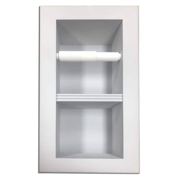 Belvedere Recessed Primed Gray Solid Wood Double Toilet Paper Holder with Simple Frame Trim