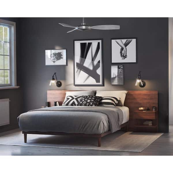 Spicer 54 in. Indoor/Outdoor Brushed Nickel Contemporary Ceiling Fan with Remote Included for Bedroom