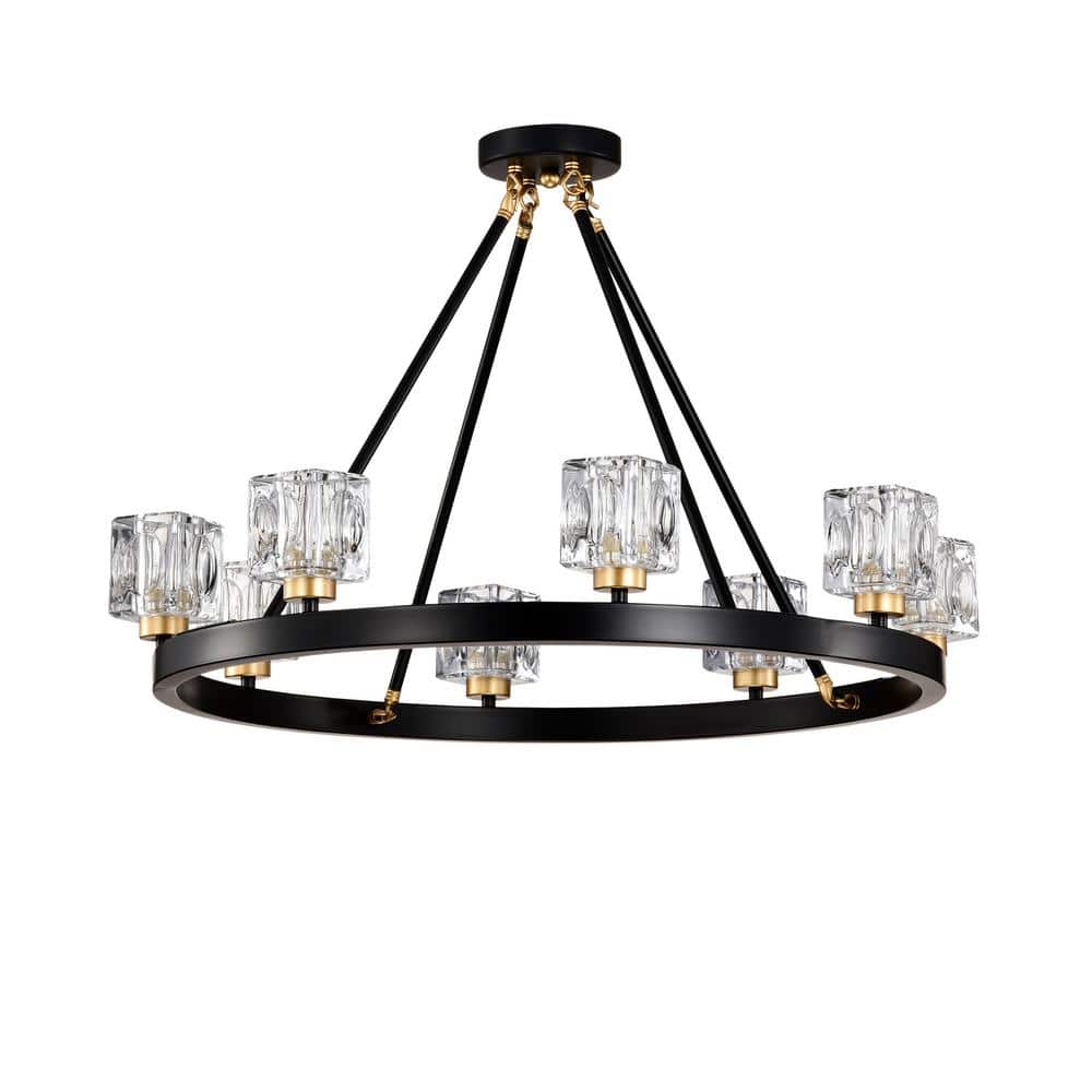 27 in. Semi-Flush Mount Chandeliers Light With Glass Indoor, Hardwired, Bas
