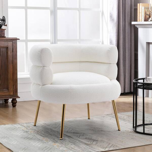 white fabric accent chair