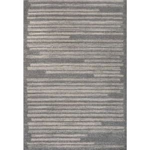 Khalil Modern Berber Stripe Gray/Cream 3 ft. x 5 ft. Area Rug