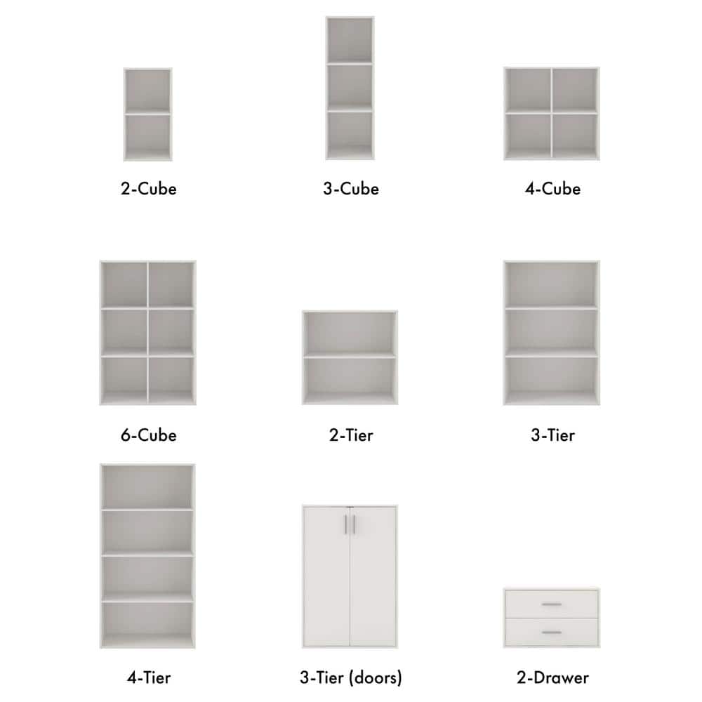 White Stackable 3-Tier Wood Cube Storage Bookcase