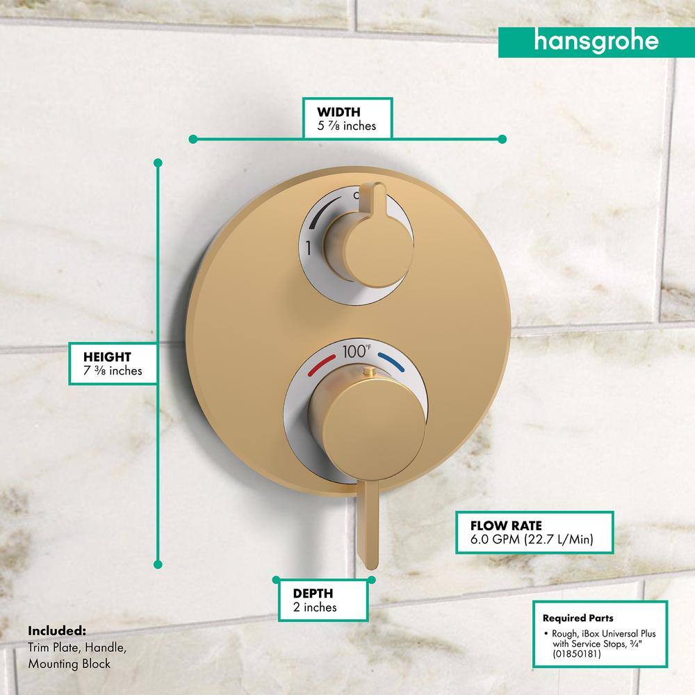 Brushed Bronze Wall-Mounted Thermostatic Shower Valve Trim