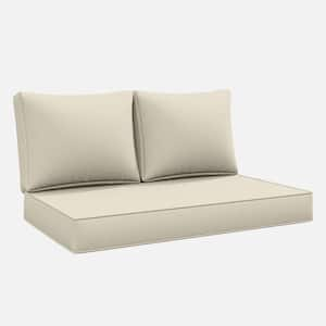 46 in. x 26 in. x 5 in. Outdoor Patio Replacement Loveseat Sofa Cushion Set with Backrest Cream