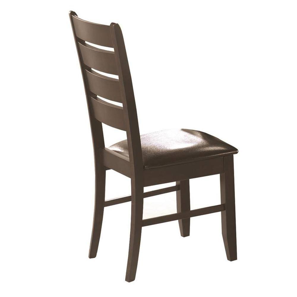 Cappuccino Brown Maple & Leather Upholstered Dining Side Chair