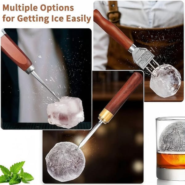 Wudkey 7-Piece Ice Pick Set, Stainless Steel Ice Chipper with Wood