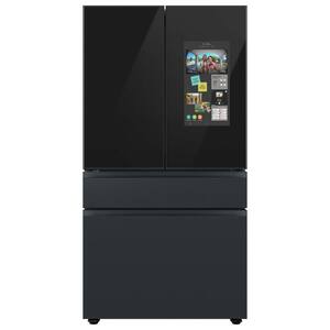 Samsung Bespoke 29 Cu Ft 4 Door French Door Smart Refrigerator With Family Hub In Charcoal Glass Matte Black Standard Depth Rf29bb008m The Home Depot