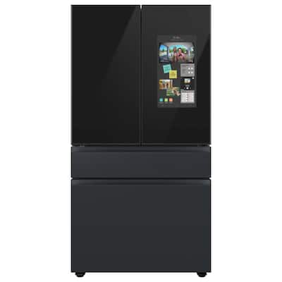 Bespoke 29 cu. ft. 4-Door French Door Smart Refrigerator with Family Hub in Charcoal Glass/Matte Black, Standard Depth