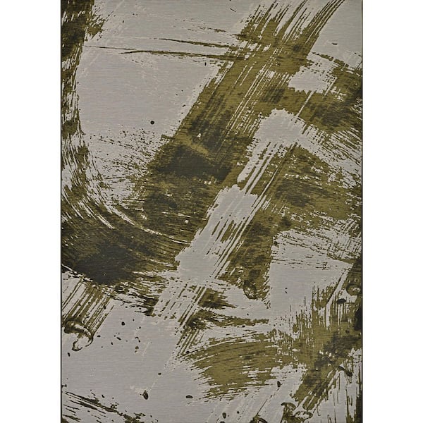 Castille Canvas Tea Leaf 8 ft. x 11 ft. Abstract Indoor/Outdoor Area Rug