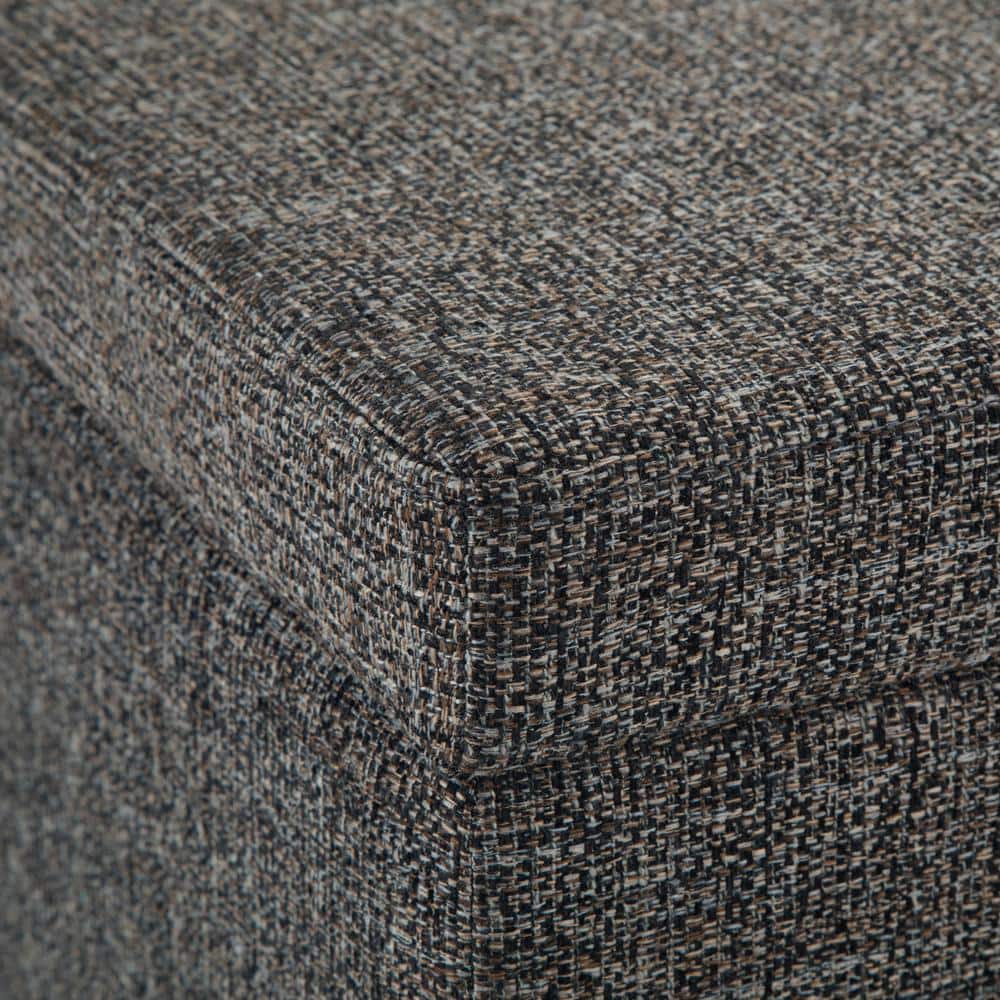 Dark Gray Tweed Upholstered Storage Ottoman Bench