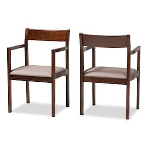Helene Warm Grey and Dark Brown Dining Chair (Set of 2)