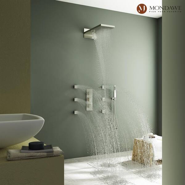 Bathroom Shower Head 5 Modes Adjustable Jetting Rainfall Shower
