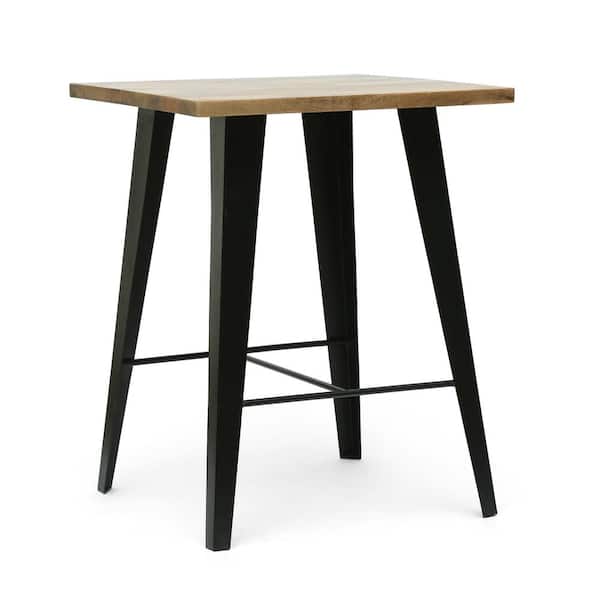 Noble House Stowe 23.5 in. Natural and Black Square Wood End Table