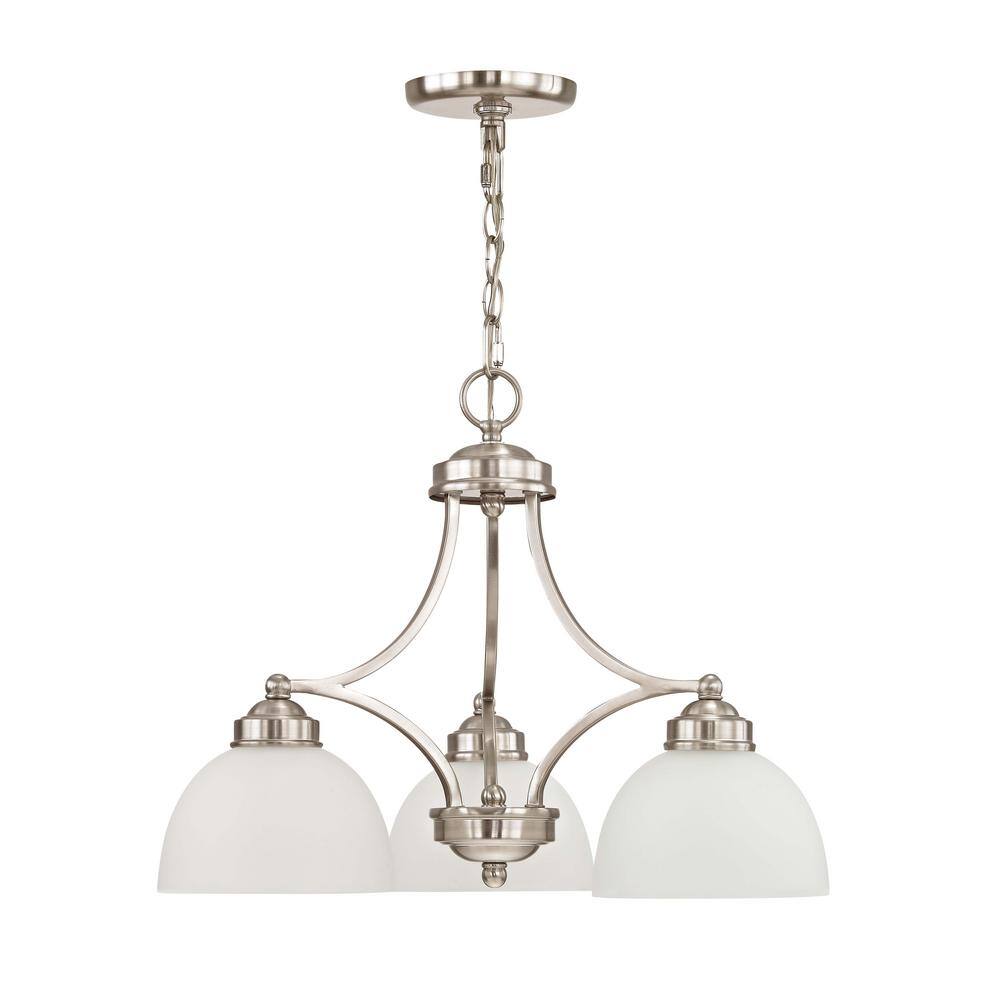 Somerset Mini 3-Light Chandelier in Brushed Nickel with Satin Glass