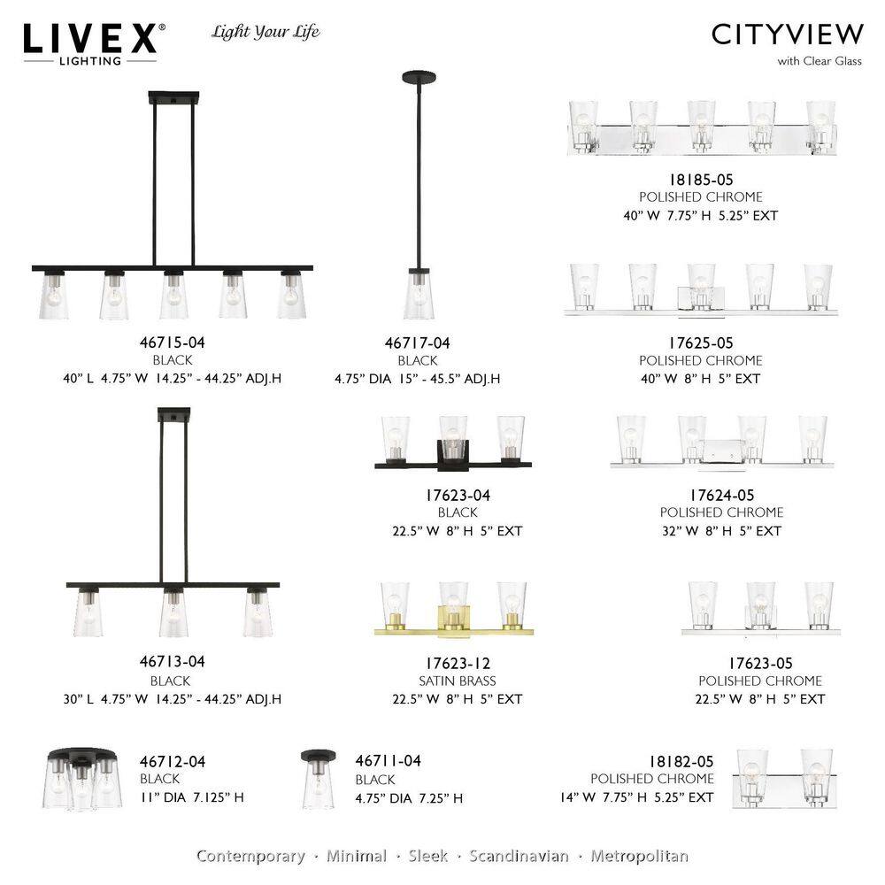 Cityview Black and Brushed Nickel 3-Light Flush Mount with Clear Glass