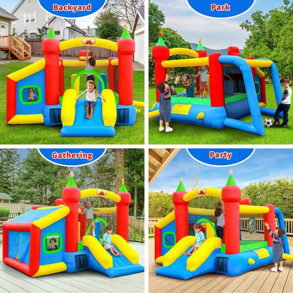 145.5 x 120 x 85 in. Bounce House with Ball Pit, Slide, Basketball