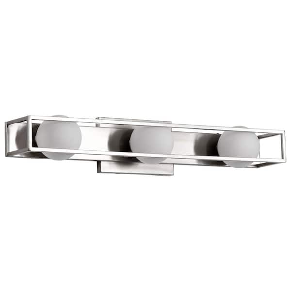 SATCO Jenkins 24 in. 3-Light Brushed Nickel Integrated LED Vanity Light with Frosted Glass Shade