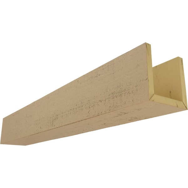 Ekena Millwork 4 in. H x 6 in. W x 10 ft. L 3-Sided (U-Beam) Rough Cedar Endurathane Faux Wood Ceiling Beam, Natural Pine