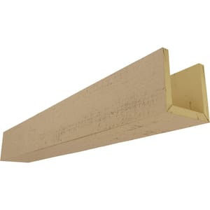 4 in. H x 6 in. W x 16 ft. L 3-Sided (U-Beam) Rough Cedar Endurathane Faux Wood Ceiling Beam, Natural Pine