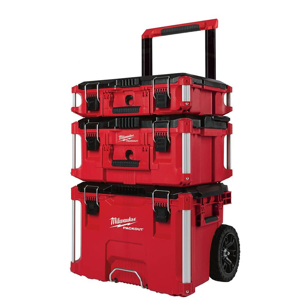 Milwaukee PACKOUT 22 in. Rolling Modular Tool Box LP Handle, 22 in. Large Tool Box and 22 in. Medium Tool Box 8427-8425-8424