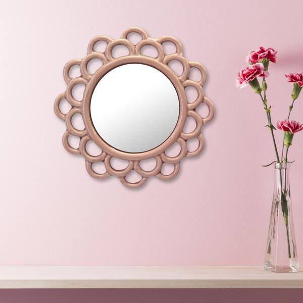 2Pcs Mini Rhinestone Mirror Ornament Micro Wall Mirror Decor Doll