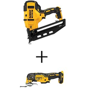 20V MAX XR Lithium-Ion Electric Cordless 16GA Angled Finishing Nailer & Cordless Brushless Oscillating Tool (Tools Only)