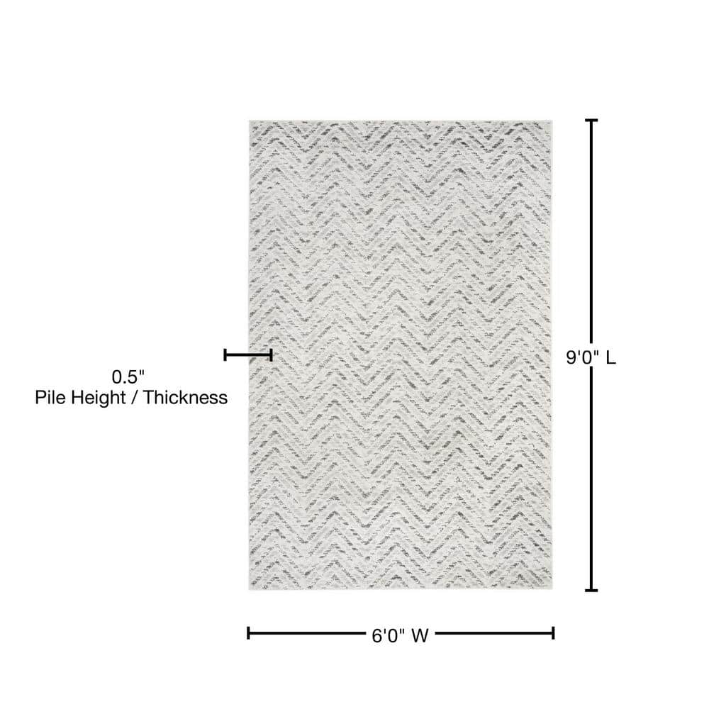 Chic Lodge Ivory Charcoal Hand-Knotted Easy-Care 6' x 9' Rug