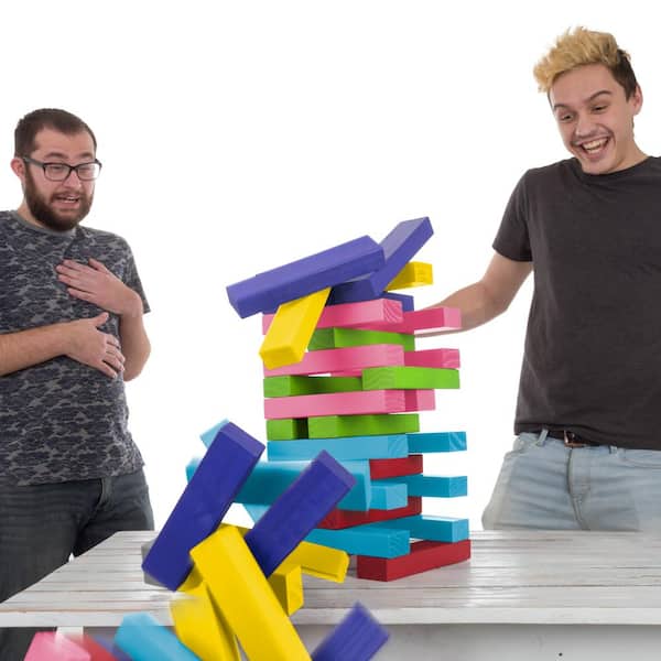 Hey! Play! Nontraditional Giant Wooden Rainbow Blocks Tower Stacking Game  HW3500086 - The Home Depot