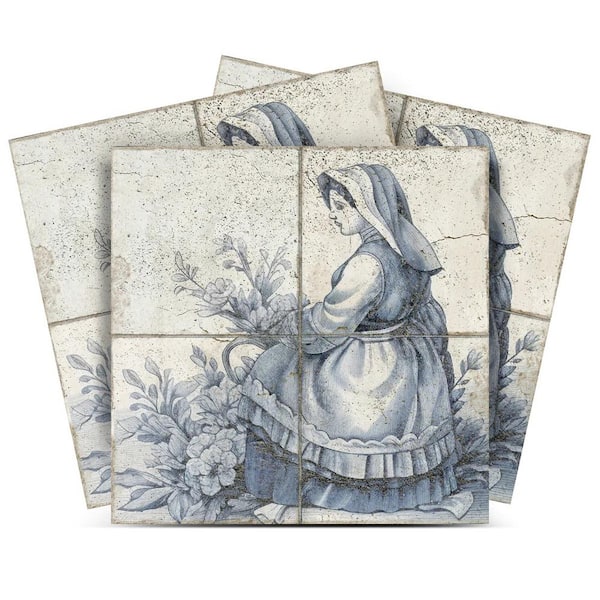 MI ALMA Blue and Light Steel Blue D23 4 in. x 4 in. Vinyl Peel and Stick Tile (24 Tiles, 2.67 sq. ft. Pack)