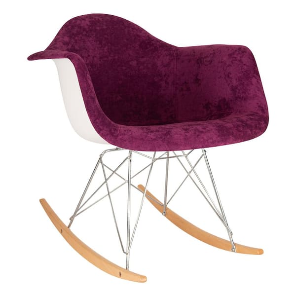 Leisuremod Wilson Purple Velvet Rocking Chair