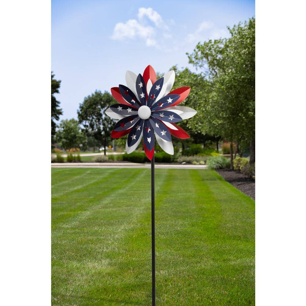 GERSON INTERNATIONAL 48 in. Americana Wind Spinner Yard Stake 2704690EC