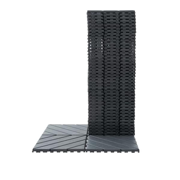 PARASOLAR 12 in. x 12 in. Patio Tiles Waterproof Plastic Outdoor Interlocking Deck Tiles (44-pack)