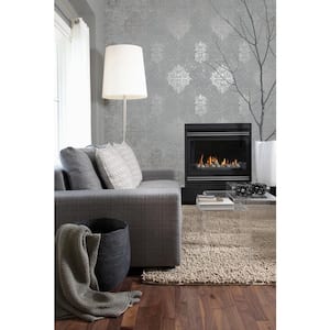 Lustre Collection Silver/Gray Embossed Damask Metallic Finish Paper on Non-woven Non-pasted Wallpaper Roll