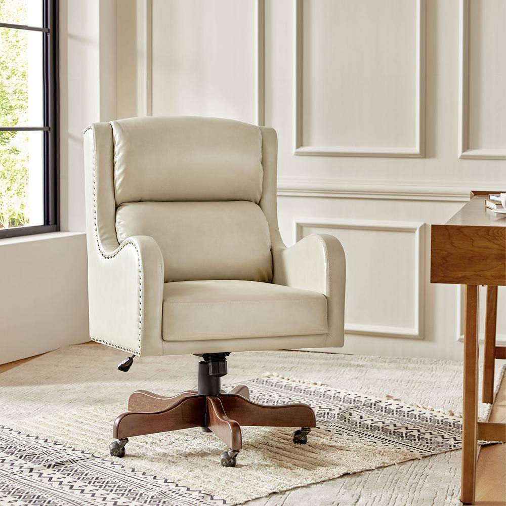 JAYDEN CREATION Patrick Beige Faux Leather Adjustable Height