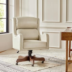 Patrick Beige Faux Leather Adjustable Height Swivel Executive Chair with Tilt Mechanism