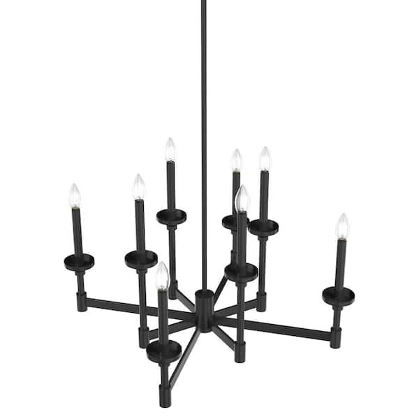 Hunter Briargrove 8-Light Matte Black Vintage Led Chandelier