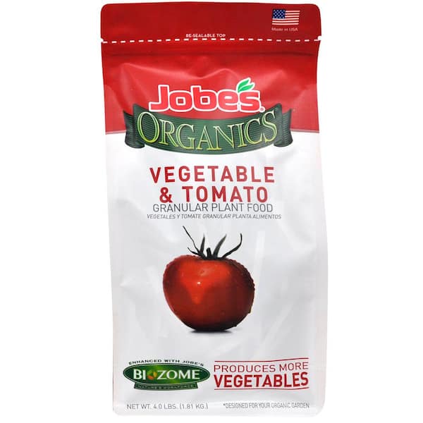 Jobe's Organics 4 lb. Organic Granular Vegetable and Tomato Plant Food Fertilizer with Biozome, OMRI Listed
