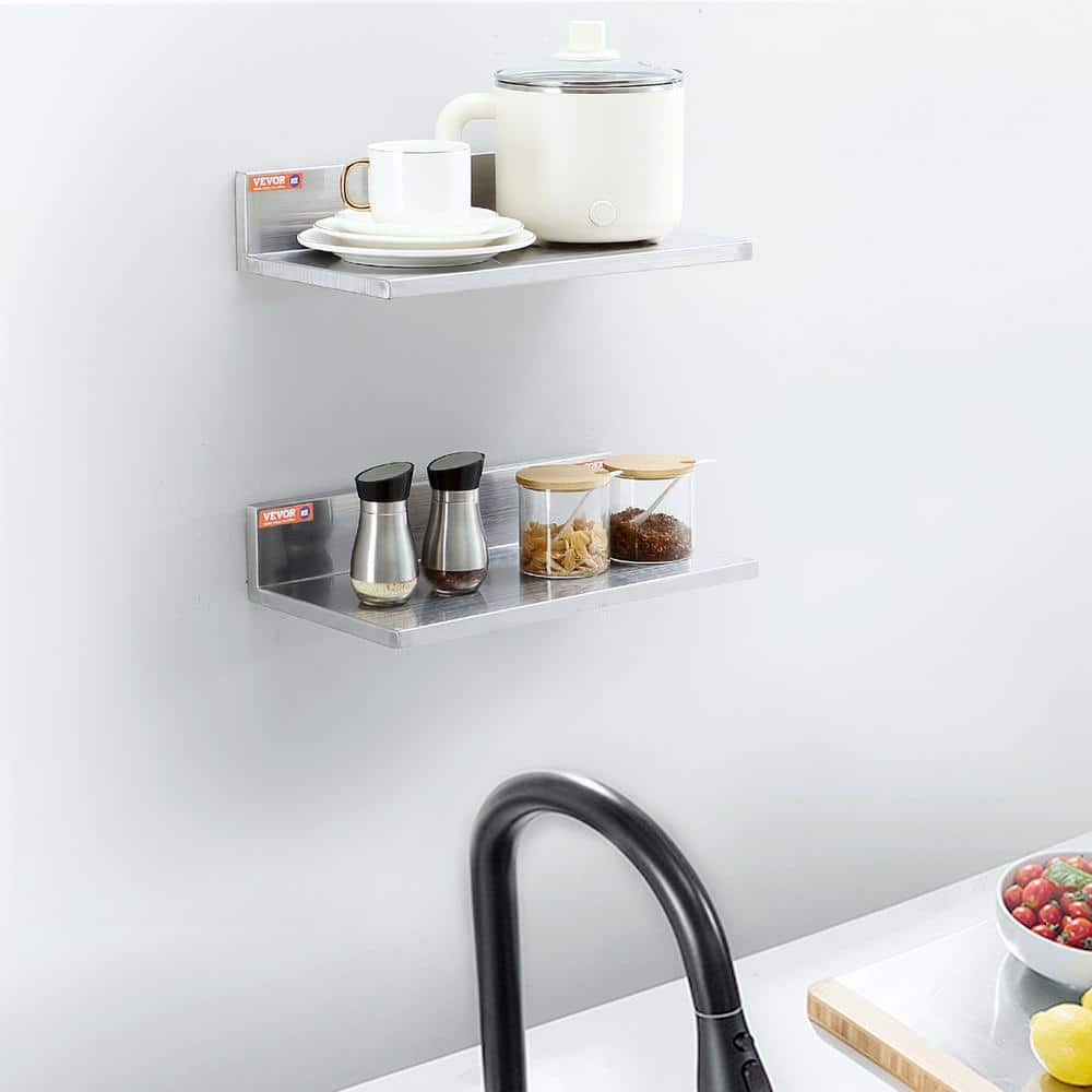 Stainless Steel Wall Mounted Kitchen Floating Shelves Set