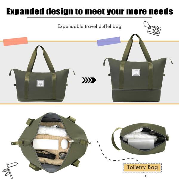 Merax 5-Piece Army Green Polyester Softside Spinner 25% Expandable