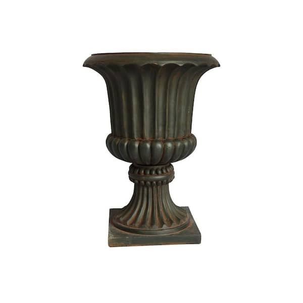 Laura Ashley 16 in. x 16 in. x 21.5 in. H Black/Brown Fiberstone Urn