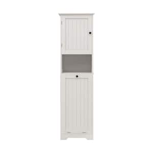 15.74 in. W x 13.77 in. D x 55.11 in. H Bathroom Storage Cabinet with Tilt-Out Laundry Sorter Cabinet, White