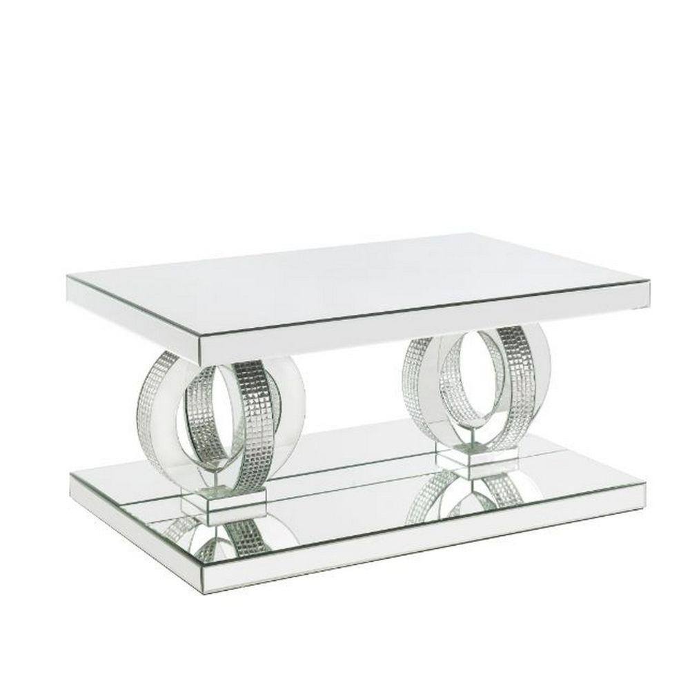 Benjara 24 In Silver Rectangle Glass Top Coffee Table Bm261689 The Home Depot