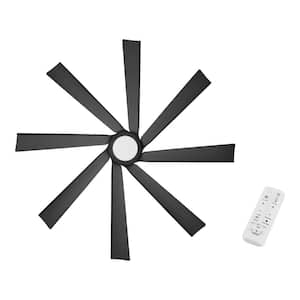 Botu 60 in. Indoor/Outdoor Matte Black Modern Ceiling Fan with Color Temperature, Integrated LED and Remote