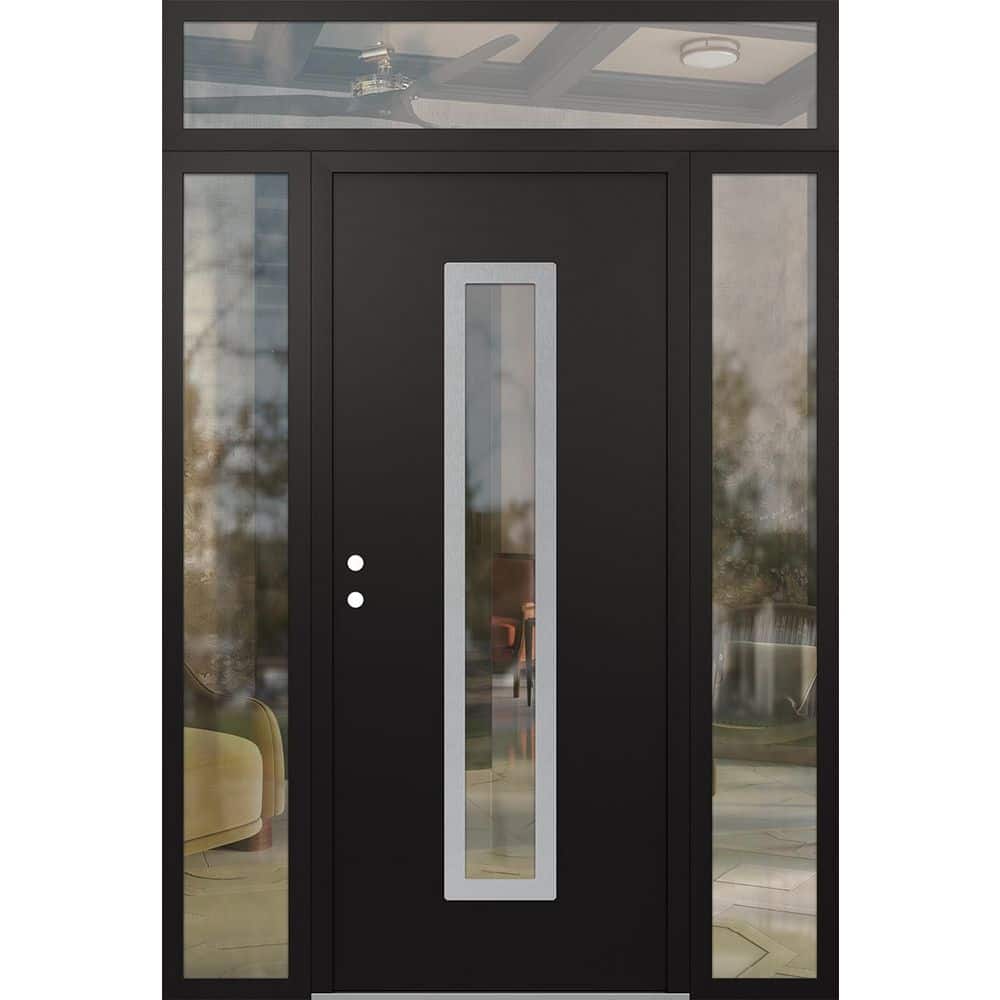 A11 60 in. x 96 in. Silver P Right-Hand/Inswing Clear Glass Black/Black 2 Sidelite+Transom Steel Prehung Front Door price history on PriceWatchPro