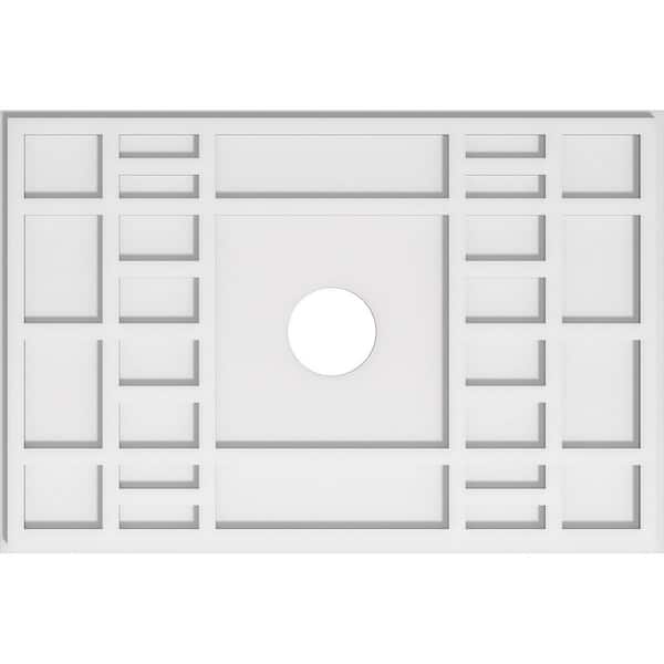 Ekena Millwork 30 in. W x 20 in. H x 4 in. ID x 1 in. P Beaux Architectural Grade PVC Contemporary Ceiling Medallion