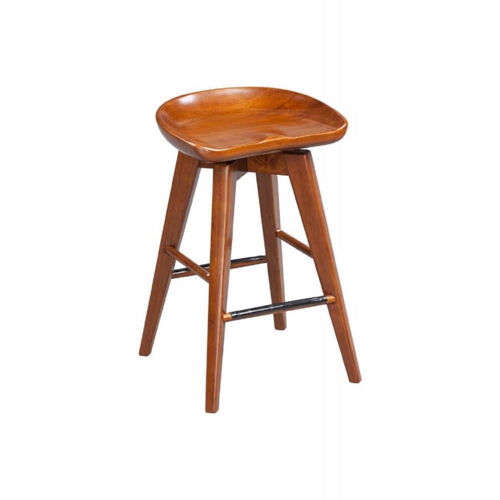 Bali 24 in. Walnut Swivel Bar Stool