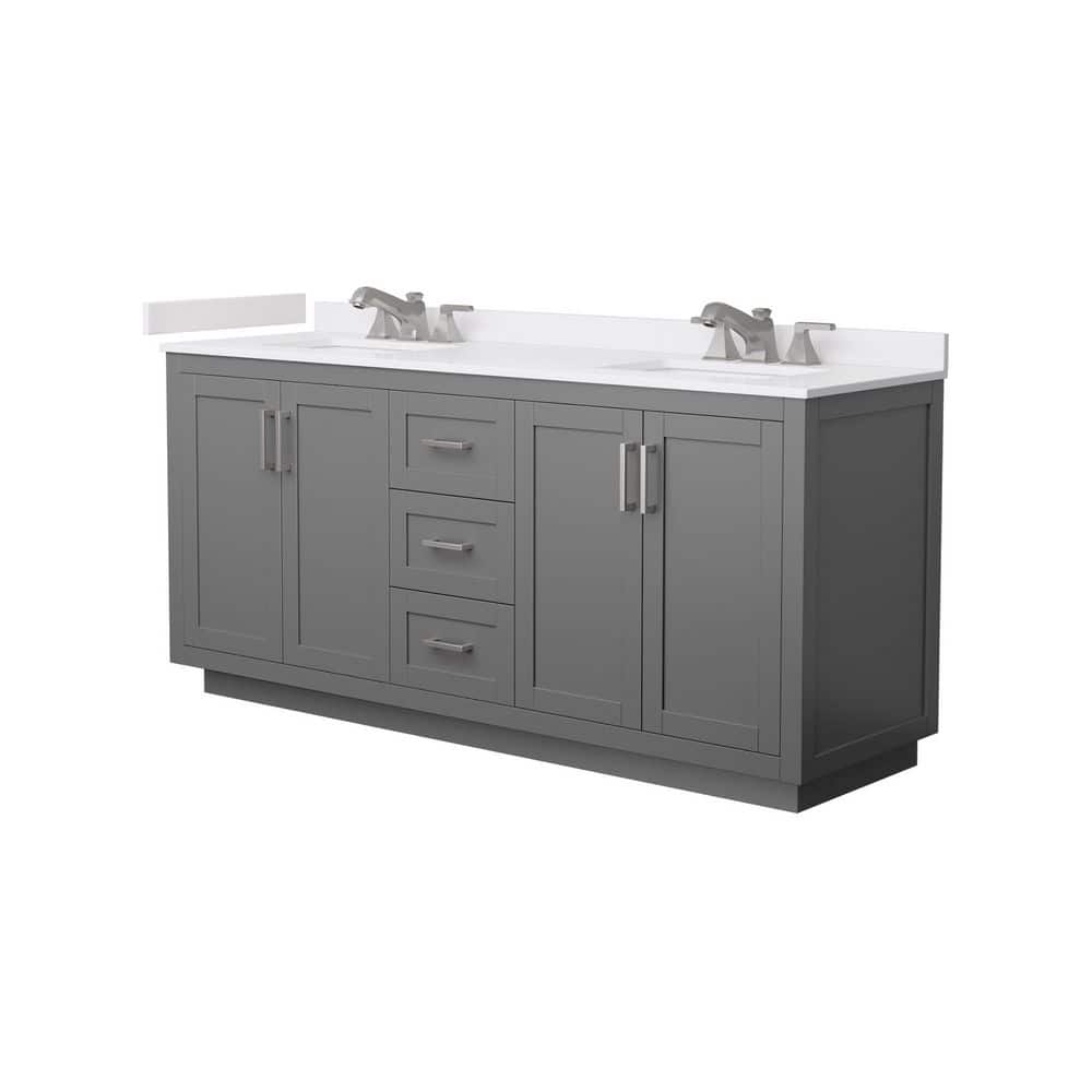 Miranda 72 in. Double Freestanding Dark Gray Bath Vanity with White Cultured Marble Top Assembled price history on PriceWatchPro