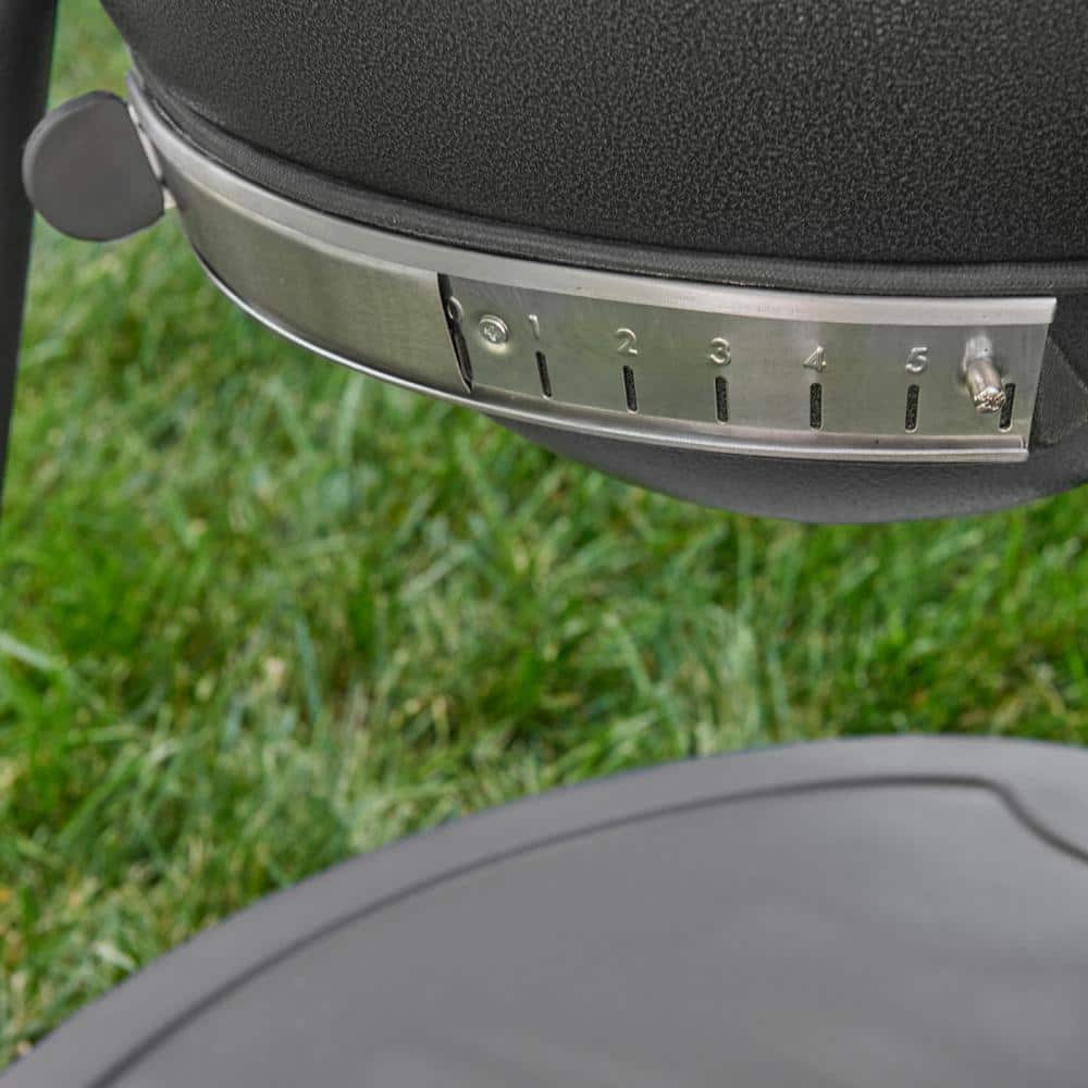 AKORN Graphite Kamado Charcoal Grill and Smoker with Side Shelves