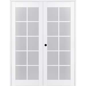 Paola 36"x 96" Right Hand Active 10-Lite Frosted Glass Bianco Noble Finished Wood Composite Double Prehung French Door